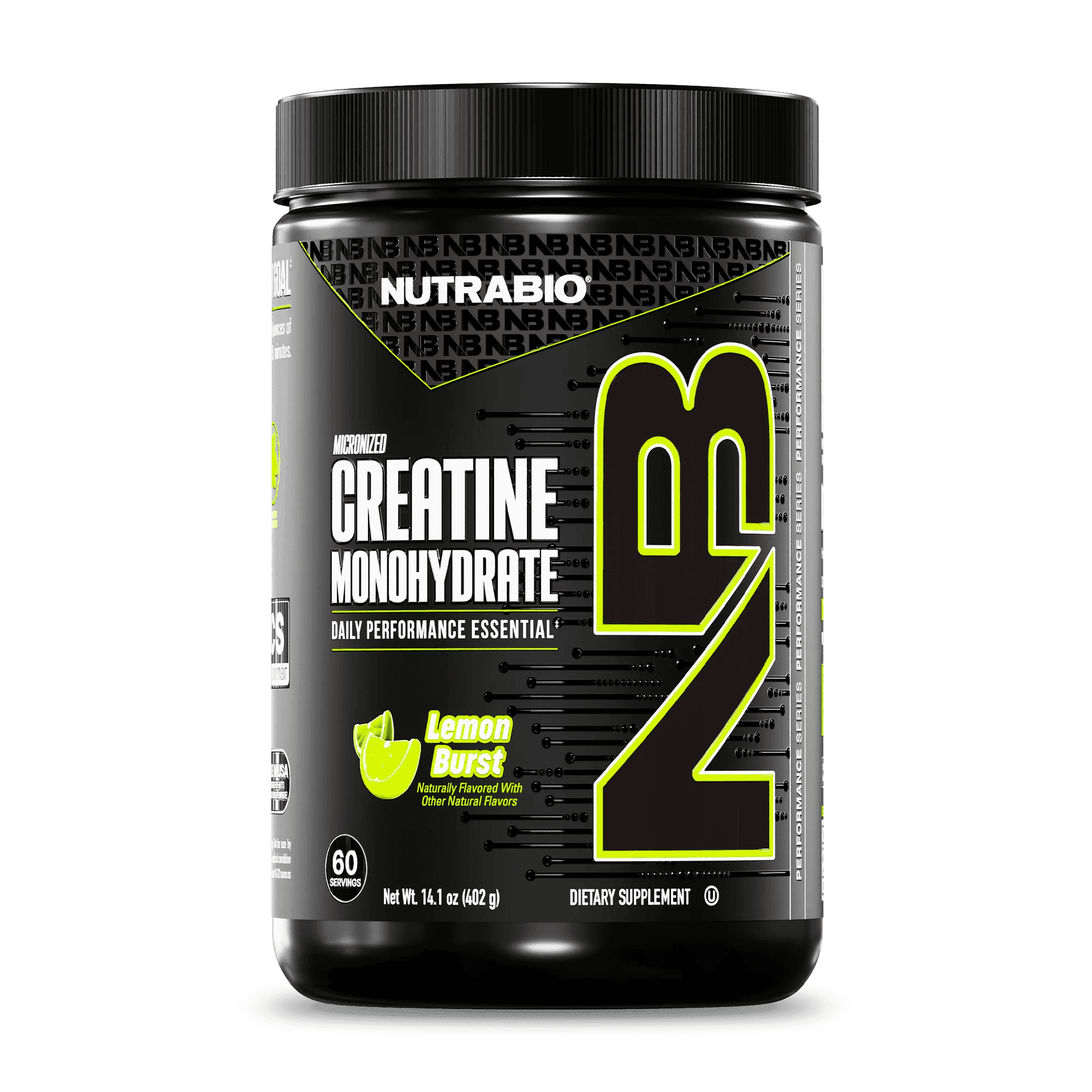 NutraBio Pure Creatine Monohydrate Powder Supplement, Lemon Burst, (300 g) - Supports Bulk Muscle Energy, Recovery, and Strength - HPLC Tested Pure Grade Creatine Powder Supplement for Men and Women