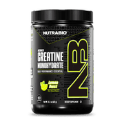 NutraBio Pure Creatine Monohydrate Powder Supplement, Lemon Burst, 300 g - Supports Bulk Muscle Energy, Recovery, and Strength - HPLC Tested Pure Grade Creatine Powder Supplement for Men and Women