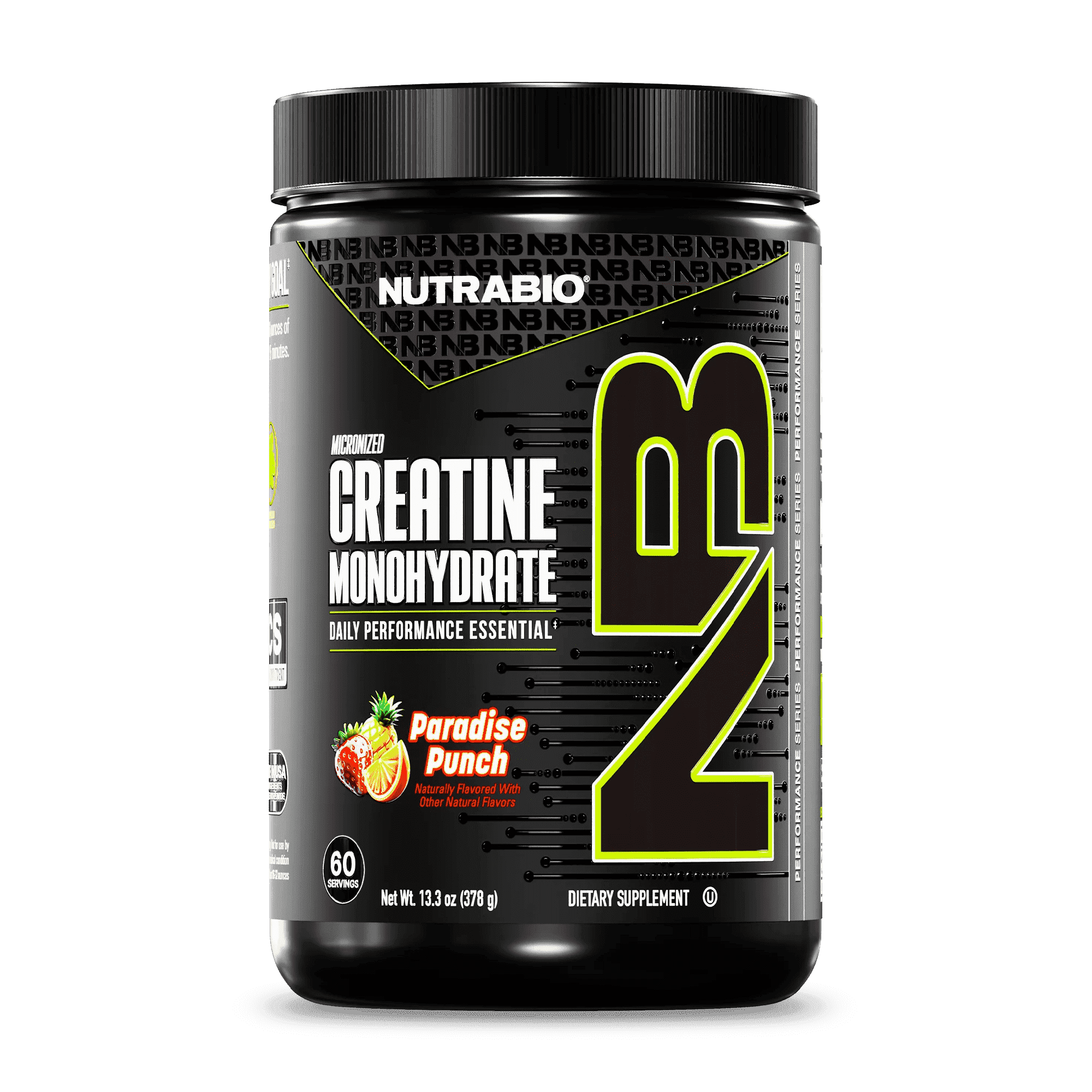 NutraBio Pure Creatine Monohydrate Powder Supplement, Paradise Punch (300 g) - Supports Bulk Muscle Energy, Recovery, and Strength - HPLC Tested Pure Grade Creatine Powder Supplement for Men and Wome