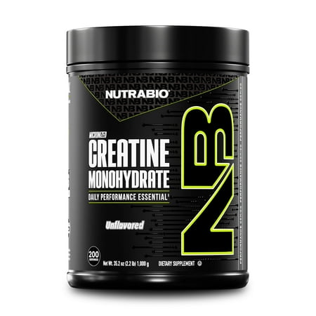 NutraBio Creatine Monohydrate Powder, Unflavored, 1000 g - Supports Muscle Energy, Recovery, and Strength
