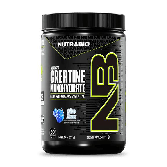 NutraBio Pure Creatine Monohydrate Powder Supplement, Blue Razz, (300 g) - Supports Bulk Muscle Energy, Recovery, and Strength - HPLC Tested Pure Grade Creatine Powder Supplement for Men and Women