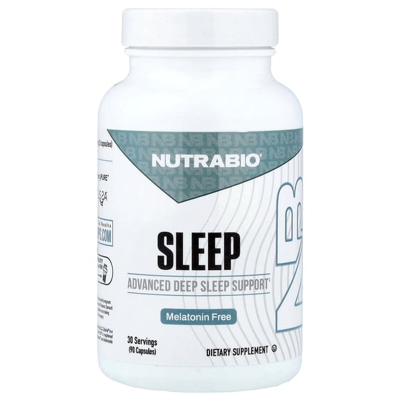 NutraBio Sleep - Advanced Deep Sleep Supplement - Restorative Natural Sleep Aid, Reduces Restlessness - Melatonin Free Sleep Aid - 30 Servings- 90 Capsules