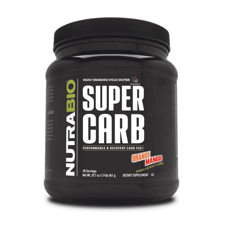 NutraBio Super Carb - Complex Carbohydrate Supplement Powder - Cluster Dextrin and Electrolytes for Performance Enhancement & Muscle Recovery - Orange Mango, 30 Servings