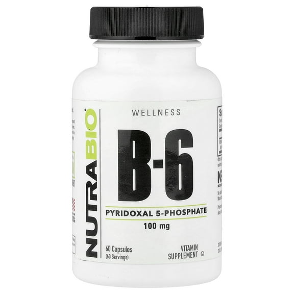 NutraBio Vitamin B-6, 100 mg, 60 Capsules