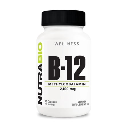 NutraBio Methyl B-12 Vitamin Supplement, 2000mcg – Promotes Cellular Health and Wellness, 90 Vegetable Capsules