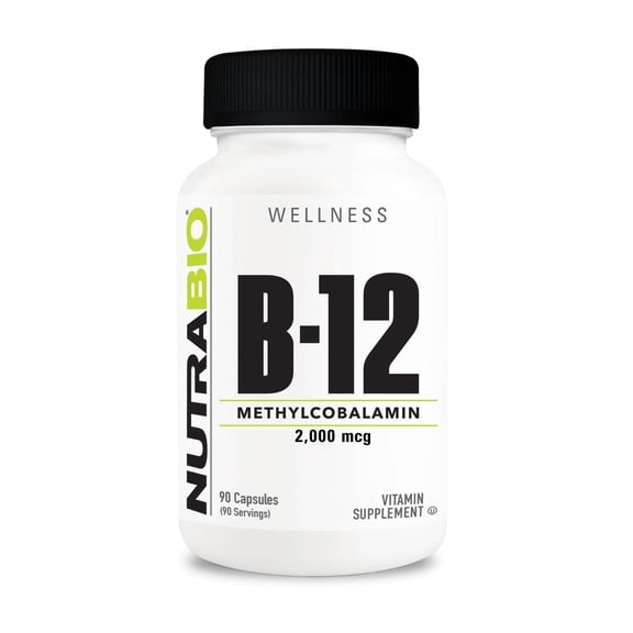 NutraBio Methyl B-12 Vitamin Supplement, 2000mcg Promotes Cellular Health and Wellness, 90 Vegetable Capsules
