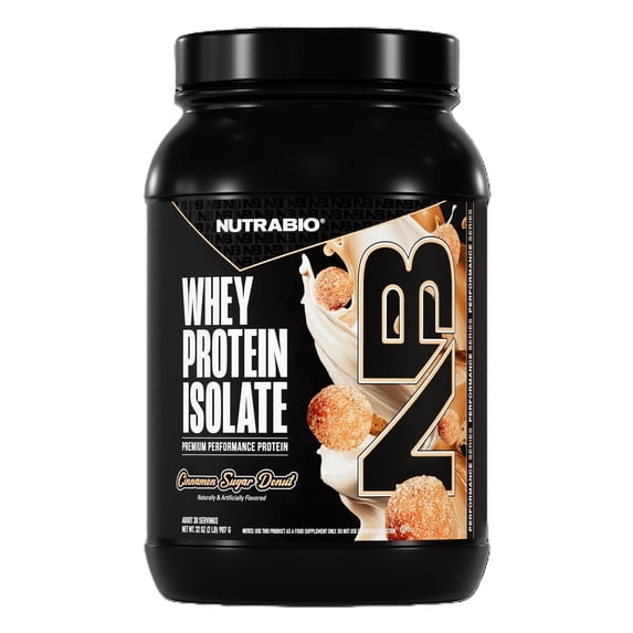 NutraBio Whey Protein Powder Isolate Supplement – 25g of Protein Per Scoop with Complete Amino Acid Profile - Soy and Gluten Free - Zero Fillers and Non-GMO - Cinnamon Sugar Donut - 2 Lbs.