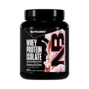 NutraBio 100% Whey Protein Isolate Protein Powder, 25g Protein with Complete Amino Acid Profile, Soy & Gluten Free, Low Carb, Low Calorie Whey Protein Powder, Strawberry Ice Cream, 20 Servings
