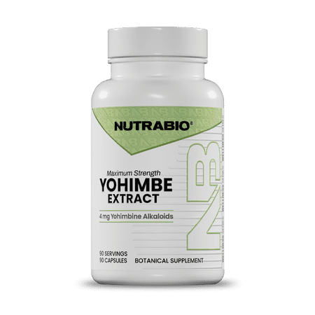 NutraBio Yohimbe (4mg)- Yohimbe Supplement for Men and Women- Yohimbe Bark Extract- 4mg- 90 Vegetable Capsules
