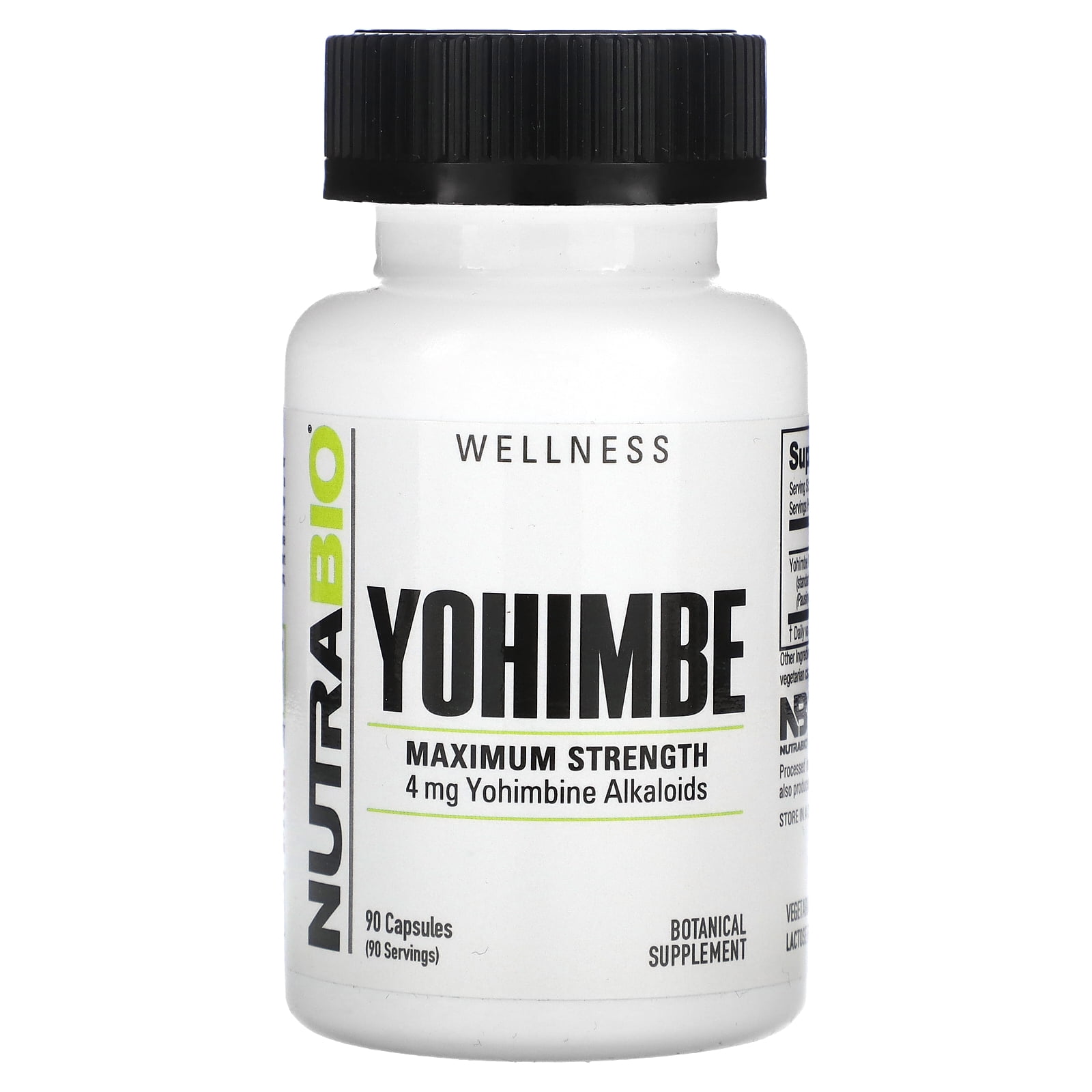 NutraBio Wellness Yohimbe 100mg, 90 Vegetarian Capsules, Lactose Free ...