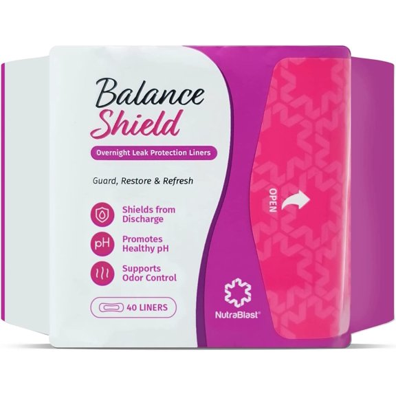NutraBlast Balance Shield Panty Liners, 180 mm, 40 Count