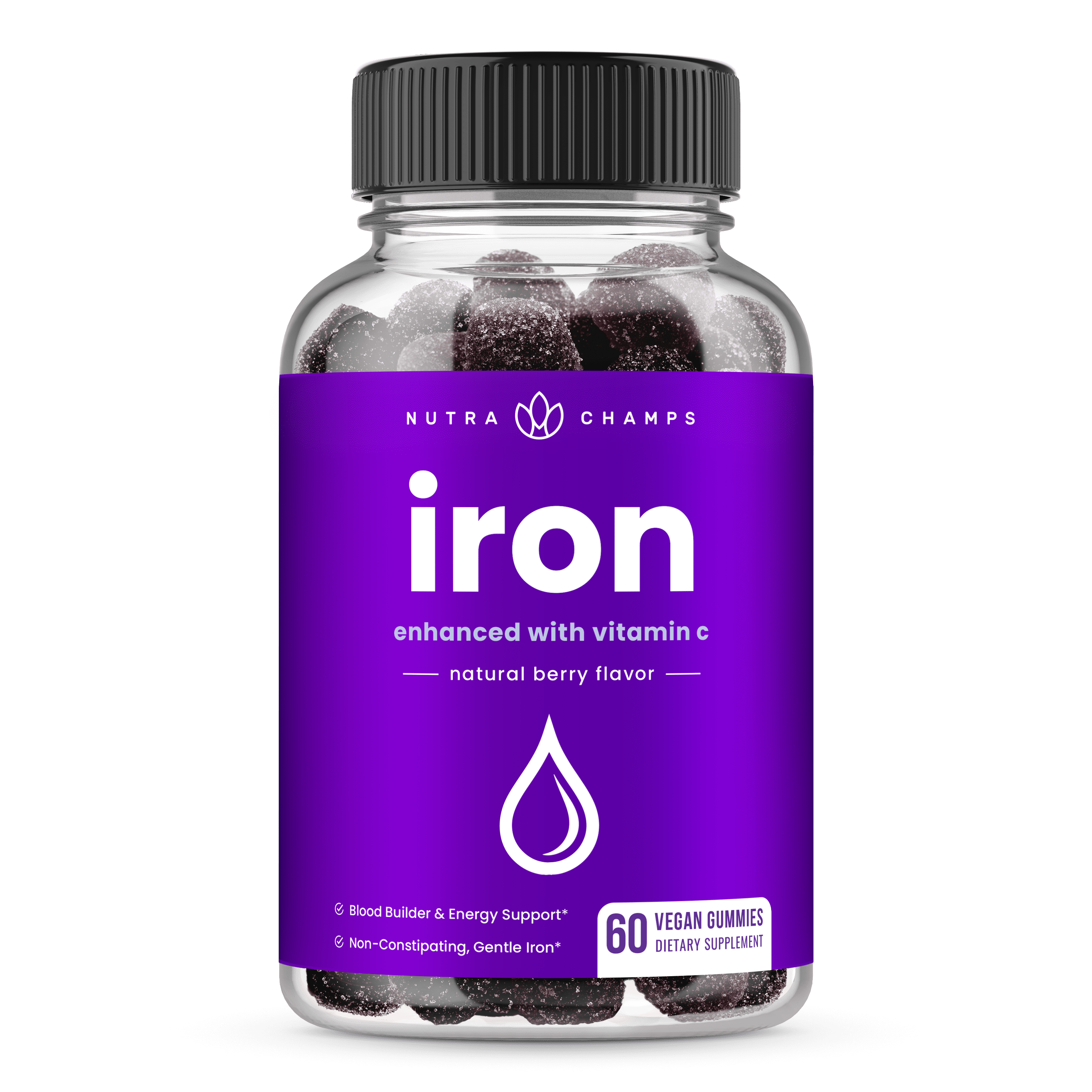 NutraChamps Iron Gummies for Adults & Kids 20mg MicroEncapsulated