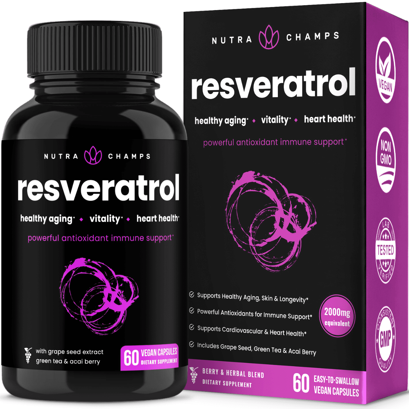 NutraChamps Resveratrol Supplement Extra Strength 1400mg Formula for