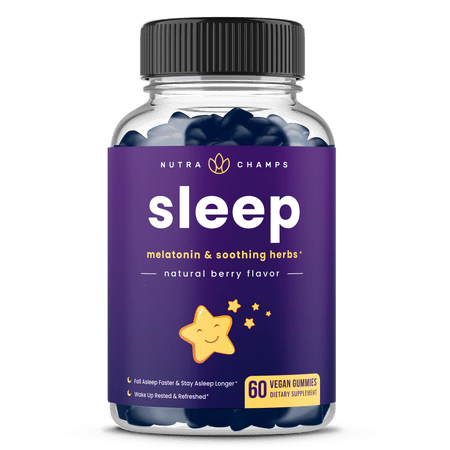NutraChamps Sleep Gummies for Adults & Kids | Melatonin Gummies with Chamomile, Valerian & L Theanine | Safe & Effective for Kids & Adults | Vegan Childrens Melatonin 3mg, 1.5 mg, or 6mg | 60 Count