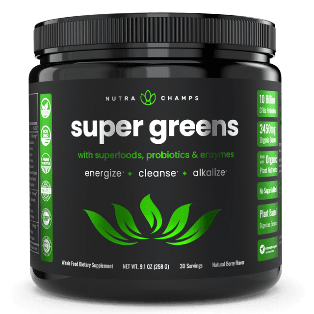 NutraChamps Super Greens Powder Premium Vegan Superfood 20+ Organic