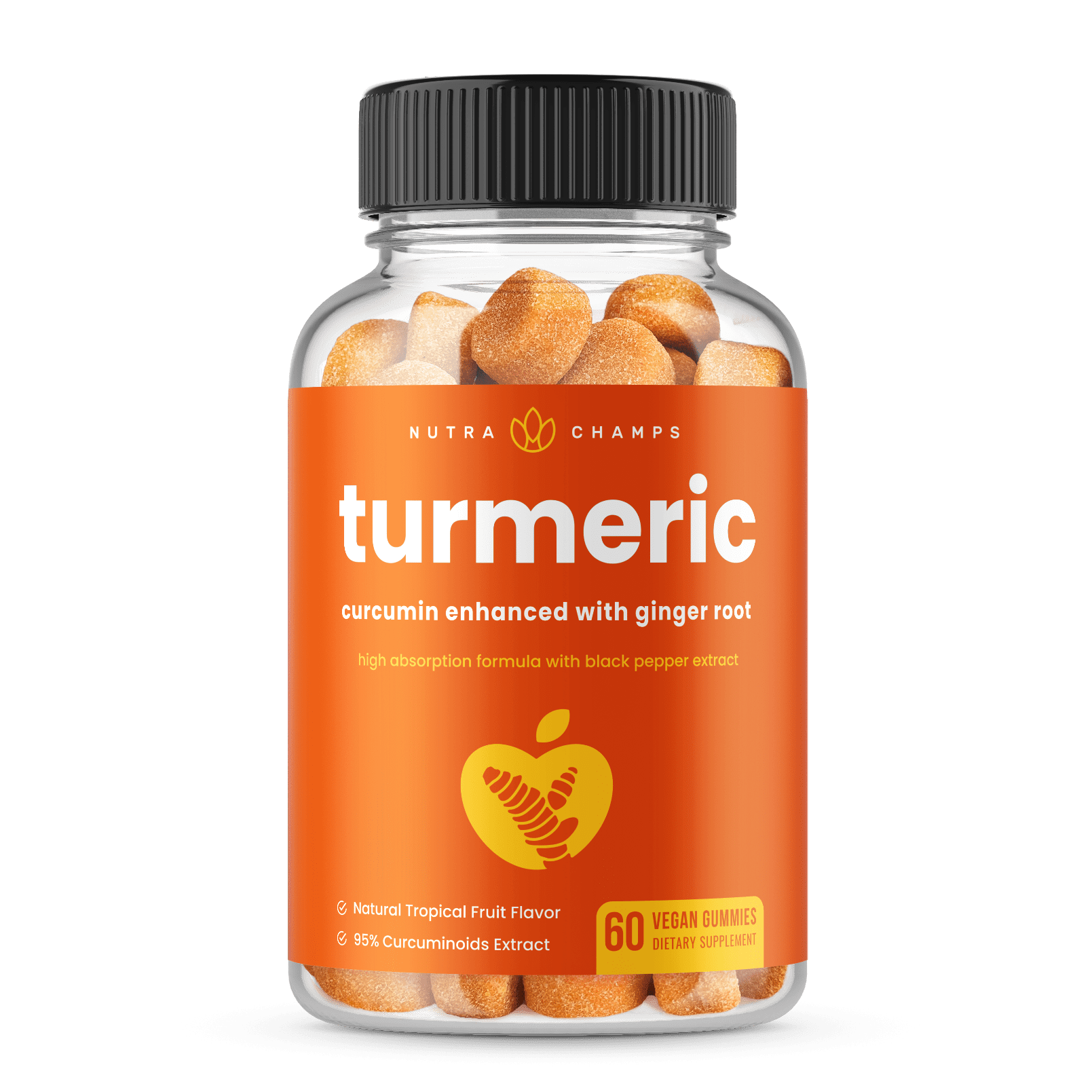NutraChamps Turmeric Gummies for Adults & Kids with Ginger & Black