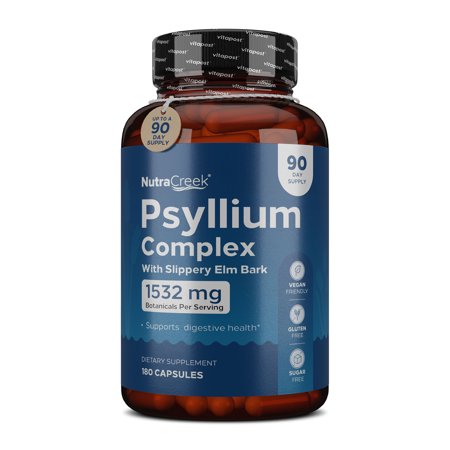 NutraCreek Psyllium Complex Supplement With Psyllium Husk & More, 180 Count
