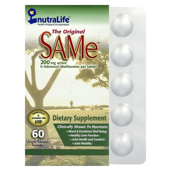 NutraLife SAMe, 200 mg, 60 Enteric Coated Tablets