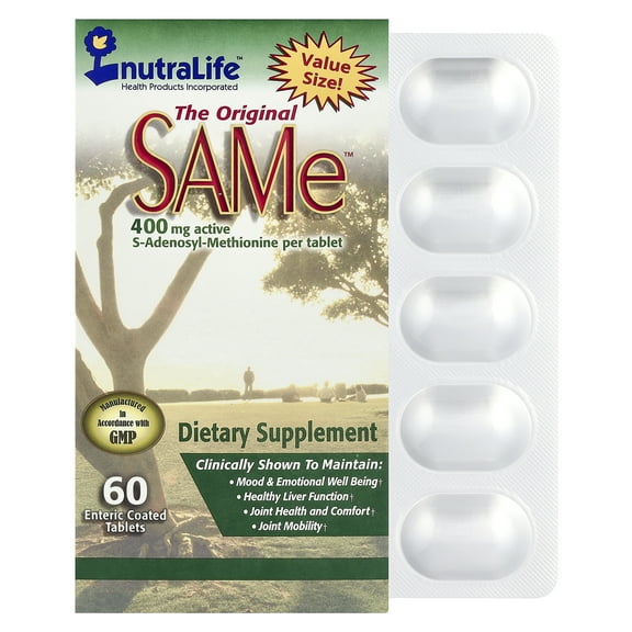 NutraLife SAMe, 400 mg, 60 Enteric Coated Tablets