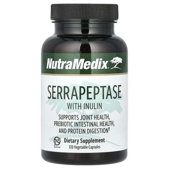 NutraMedix Serrapeptase with Inulin, 120 Vegetable Capsules (500 mg per Capsule)