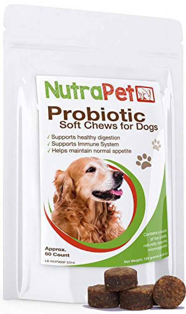 NutraPet Probiotics for Dogs Soft Chews Prebiotics Diarrhea, Dog