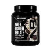 NutraBio Whey Protein Powder Isolate Supplement – 25g of Protein Per Scoop with Complete Amino Acid Profile - Soy and Gluten Free - Zero Fillers and Non-GMO -Cookies & Cream - 20 Servings