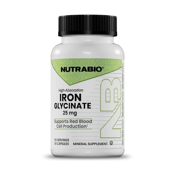 Nutrabio Iron Glycinate 25 mg, 60 Capsules