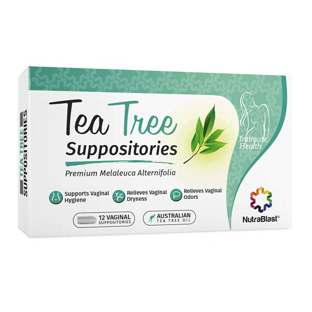 Nutrablast Tea Tree Oil Suppositories (12 Count) Natural Feminine pH Balance Restoration