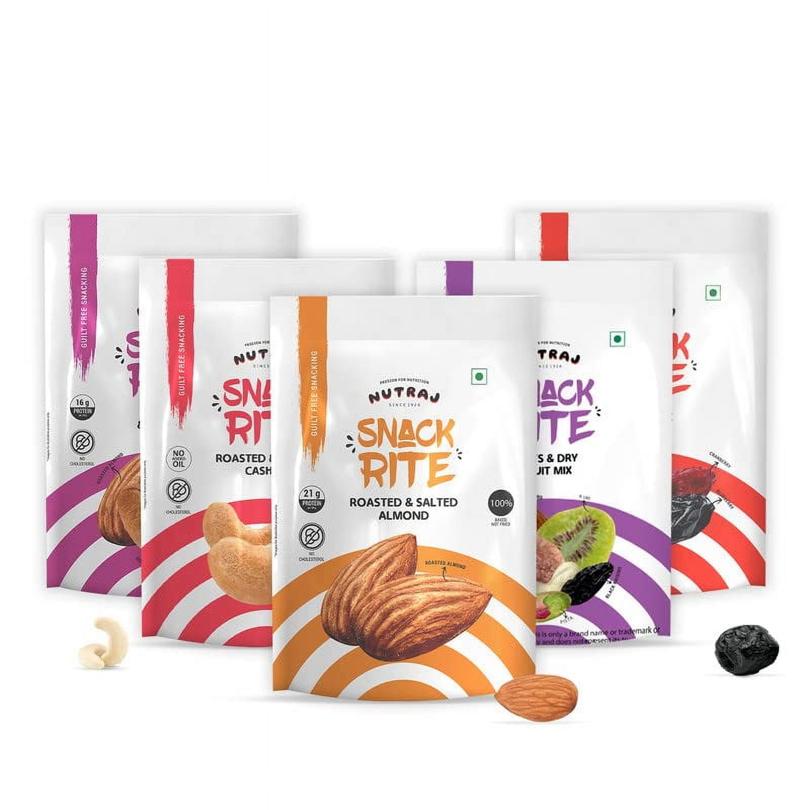 Nutraj Snack Rite Dry Fruits Combo Pack 750gm, (5 X 150gm) Roasted Almond + Cashew + Sports Mix + Cranberry Trio+ Nuts & Dry Fruits Mix | 26.4 Ounce | Pack Of 5