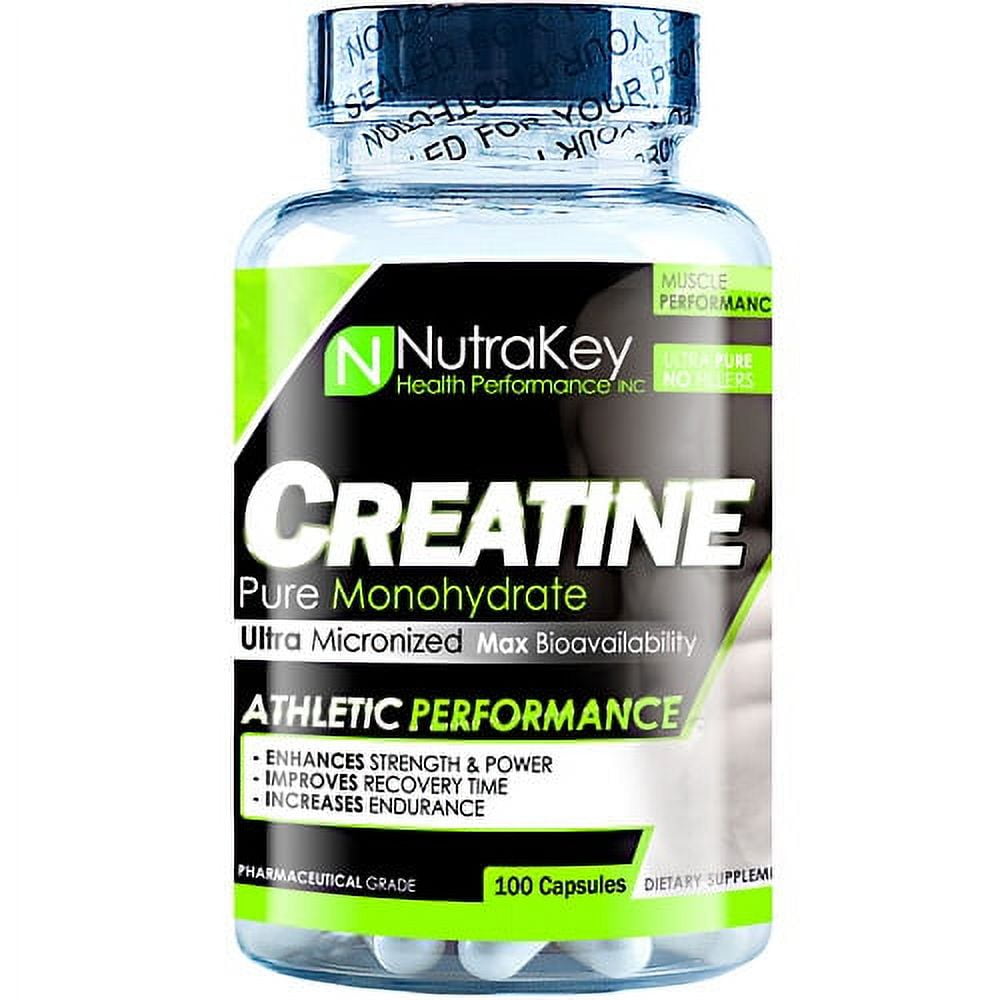 Nutrakey Creatine Monohydrate Capsules, Ultramicronized Formula for