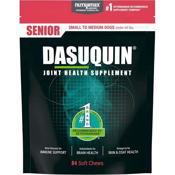 Nutramax Dasuquin Joint Health Supplement for Small to Medium Senior Dogs for Immune Support, Skin & Coat Health, and Brain Health, 84 Soft Chews