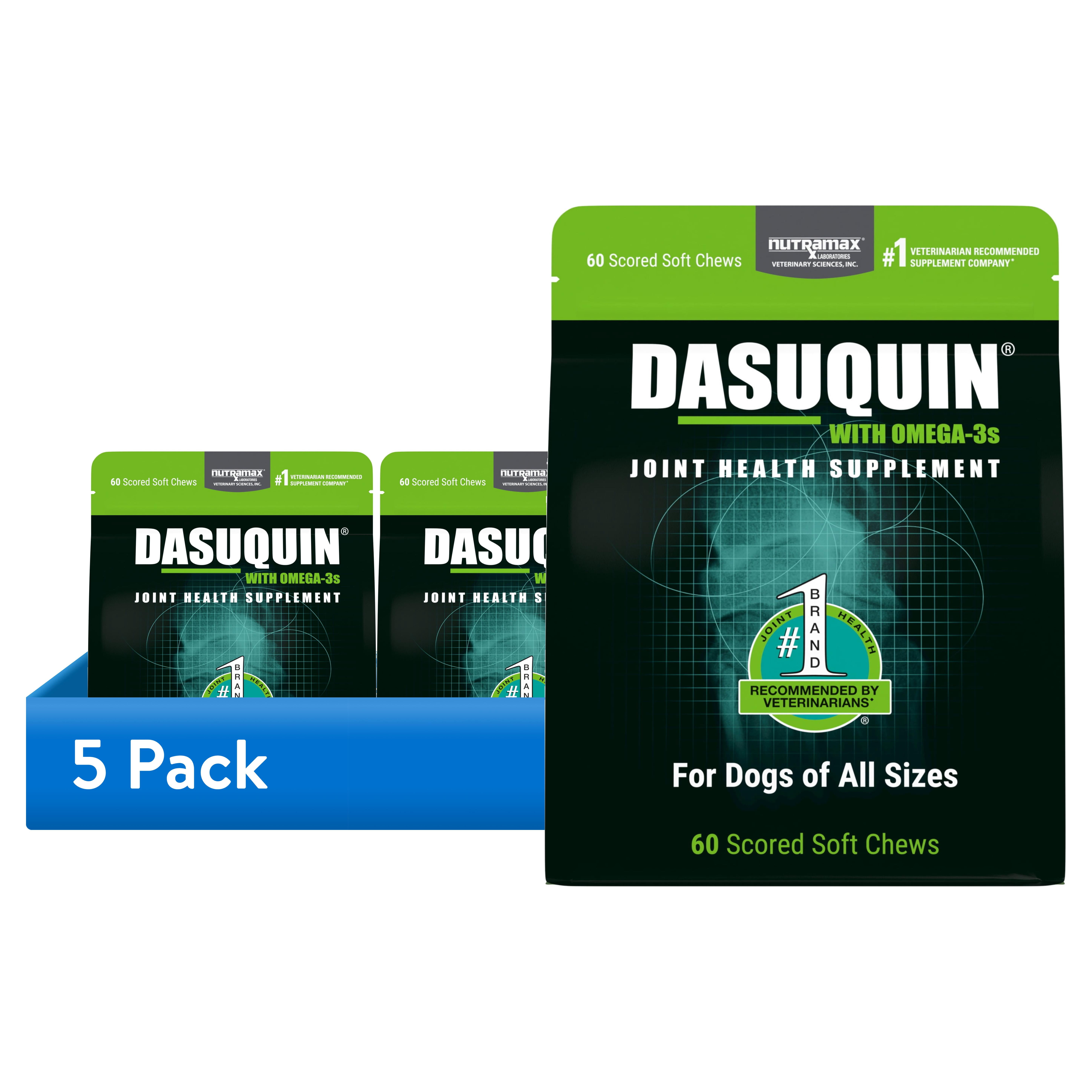(5 pack) Nutramax Dasuquin with Omega-3s for Dogs of All Sizes, Joint Health Supplement, Soft Chews, 60 Count