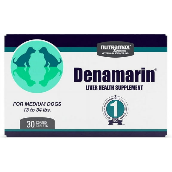 Nutramax Denamarin Liver Health Supplement for Medium Dogs - with S-Adenosylmethionine (SAMe) and Silybin, 30 Blister Pack Tablets