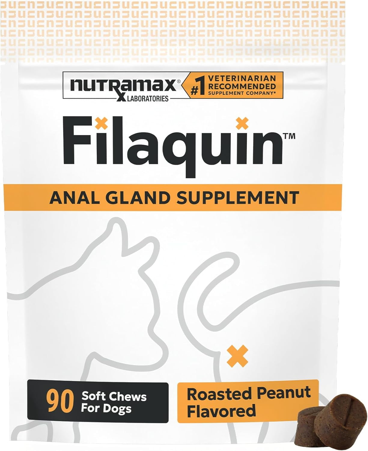 Nutramax Filaquin Anal Gland Supplement for Dogs, From the Makers of Proviable, with a Fiber Blend, Prebiotics, and Postbiotics for Digestive Health Support, 90 Count Soft Chews