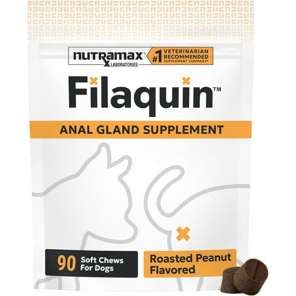 Nutramax Filaquin Anal Gland Supplement for Dogs, From the Makers of Proviable, with a Fiber Blend, Prebiotics, and Postbiotics for Digestive Health Support, 90 Count Soft Chews