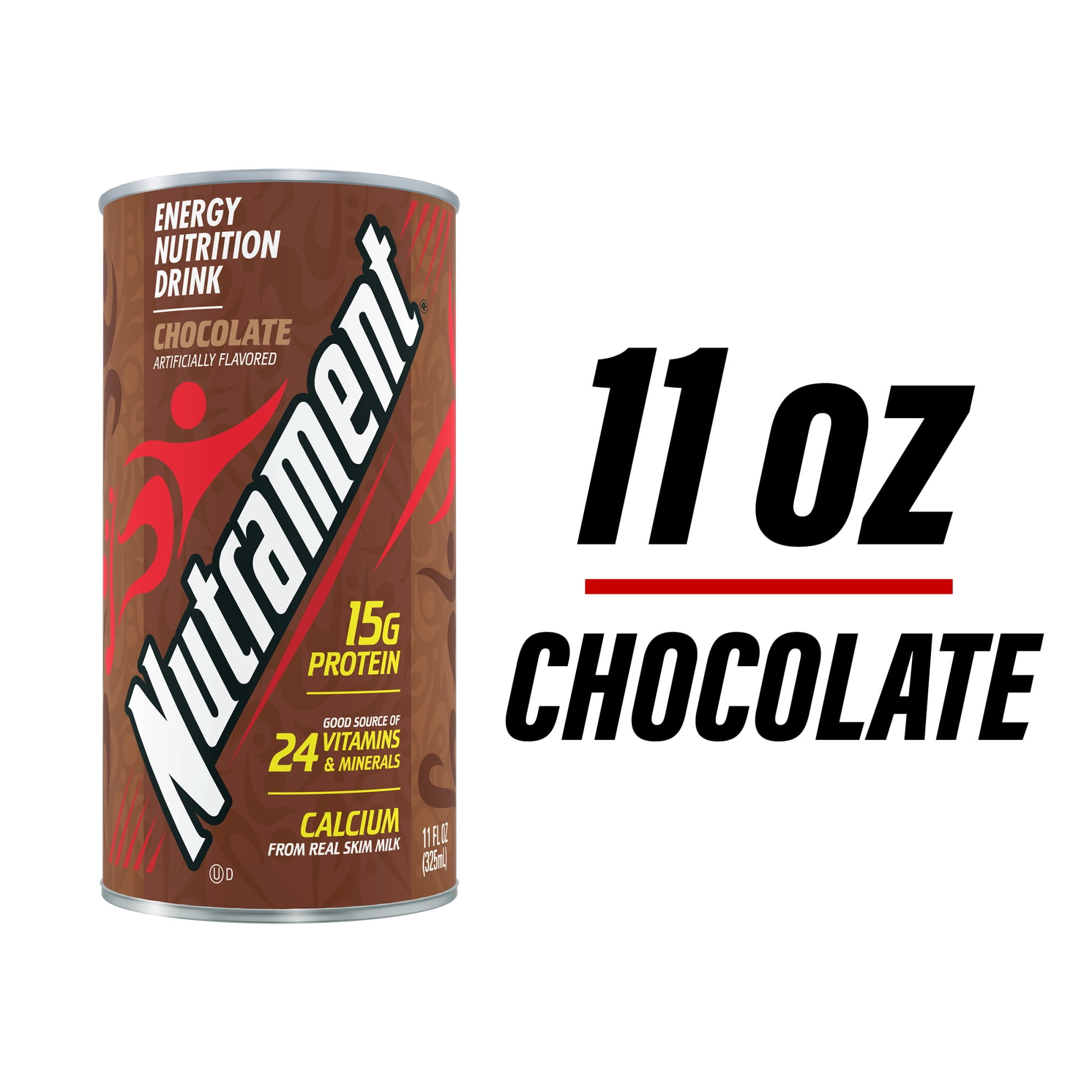 Nutrament Chocolate Nutrition Drink, Energy Drink with Vitamins, Minerals and Protein, 11 fl oz Can