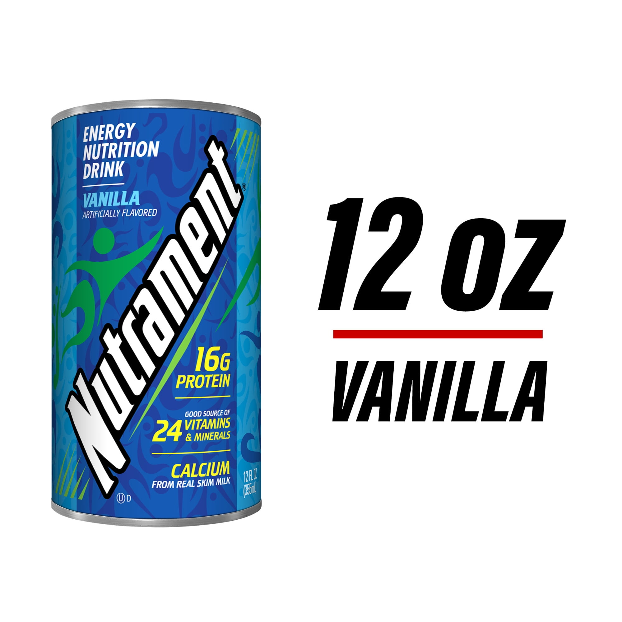 Nutrament Vanilla Nutrition Drink, Energy Drink with Vitamins, Minerals and Protein, 12 fl oz Can