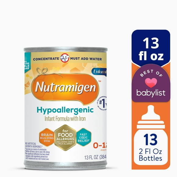 Nutramigen Hypoallergenic Concentrate Baby Formula, Colic Relief from Cow's Milk Allergy Starts in 24H, 13 Fl Oz Can