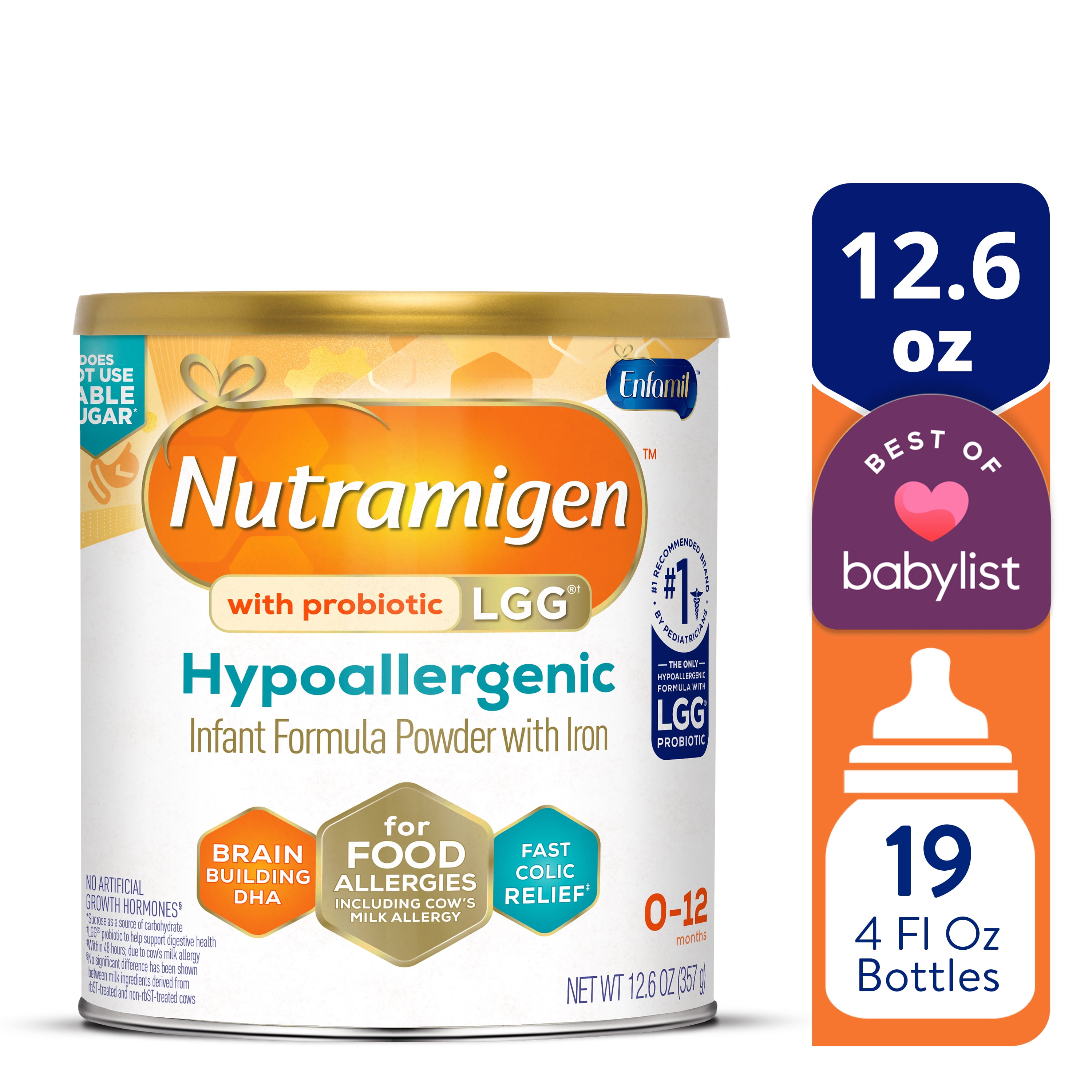 Nutramigen with Probiotic LGG Hypoallergenic Powder Baby Formula, 12.6 oz Can