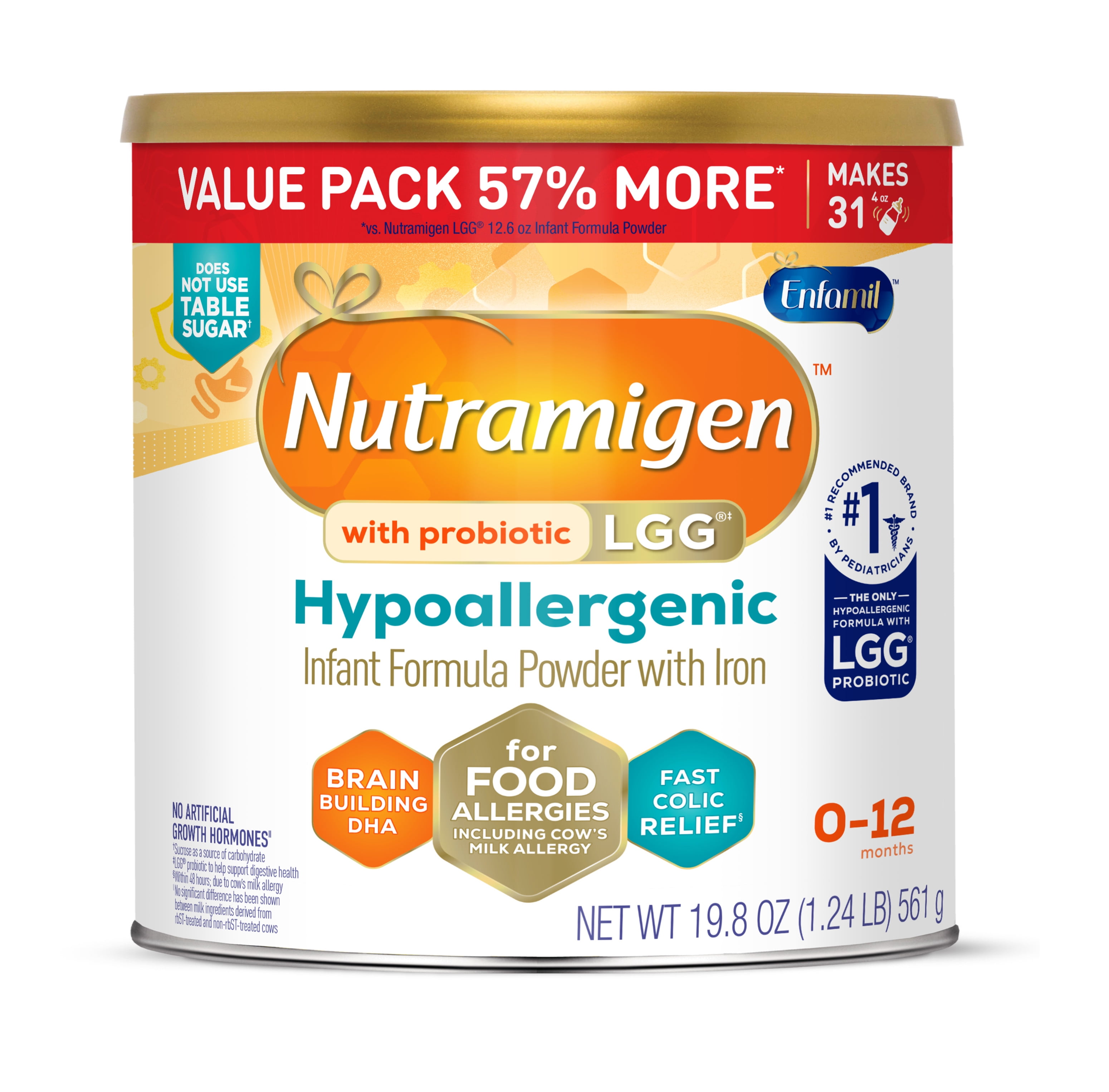 Nutramigen with Probiotic LGG Hypoallergenic Powder Baby Formula, 19.8 oz Can