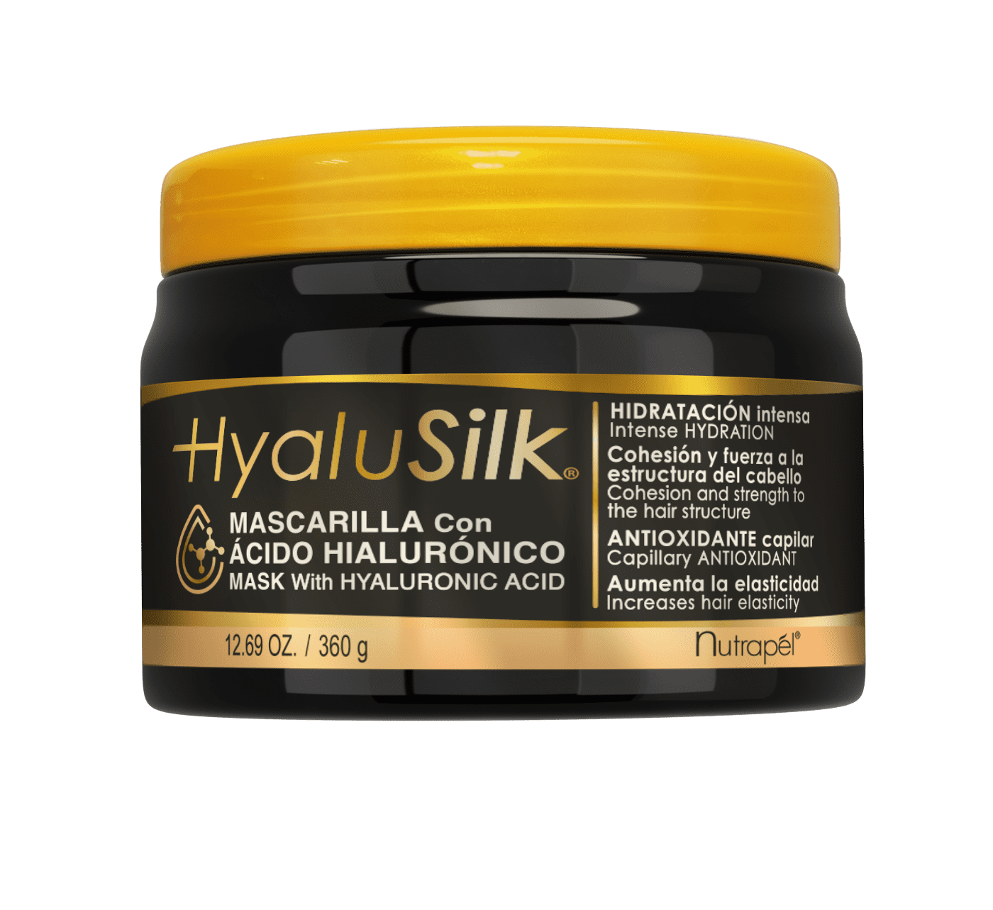 Nutrapel HYALUSILK MASK WITH HYALURONIC ACID 12.69 oz, Hair Hydration Mask with Hyaluronic Acid.