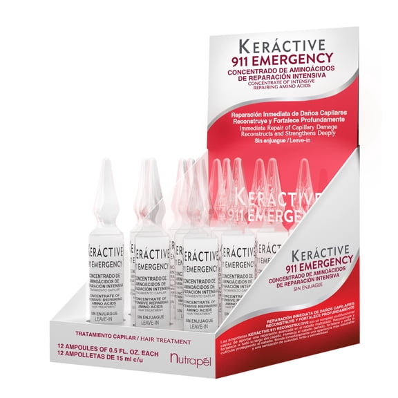 Nutrapel KERCTIVE 911 RECONSTRUCTIVE EXTRA INTENSIVE VIALS. Reconstructive and strengthening treatment with Amino acids. (Set of 12 VIALS) 0.5 oz each.