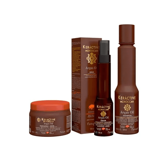 Nutrapel Kerctive Moroccan Hair Care Kit Argan Oil Shampoo + Deep Repair Mask + LeaveIn Serum | Hydration, Softness & Shine for Dry or Damaged Hair