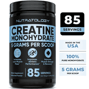 Nutratology Creatine Monohydrate - Boosts Muscle Mass, Strength & Recovery* - 85 Servings