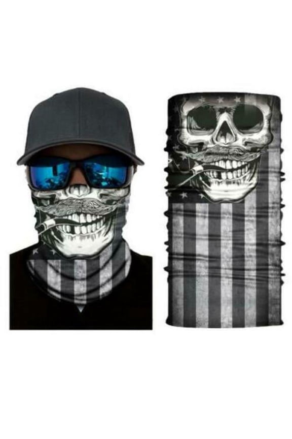 Skull Themed Face Balaclava Scarf Neck Fishing Shield Sun Gaiter Mens Headwear Mask