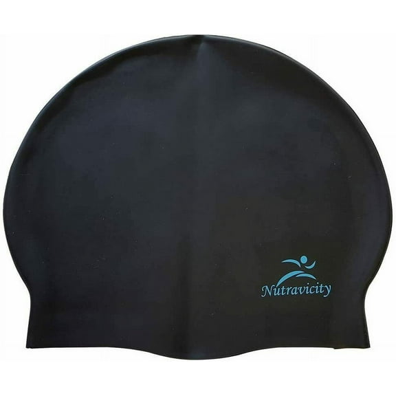 Nutravicity Swim Cap Silicone for Short Hair Swimming Hat for Women & Men, Black