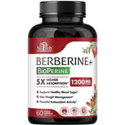 Nutreb Berberine Supplement 1200mg - 5X Higher Absorption - Healthy Weight Management, Immune Support - Non GMO, Manufactured in USA - 60 Vegan Capsules