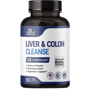 Nutreb Liver & Colon Cleanse Detox with Milk Thistle, Psyllium Husk, Gut & Digestive Support for Men & Women, 90 Vegan Capsules