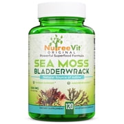 NutreeVit 100% Organic - Sea Moss + Bladderwrack Powerful Superfood Formula 240 Count