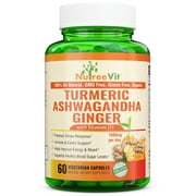 NutreeVit 100% Organic  - Turmeric + Ashwagandha + Ginger + Vitamin D3 (90 Count)